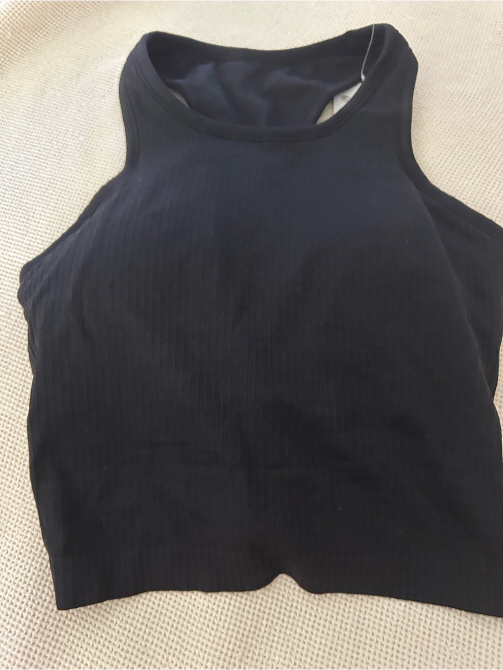 CRZ YOGA Seamless Ribbed High Neck Crop Tank Tops Sports Bra, Black, Small, NWT - Picture 3 of 8